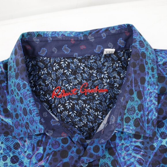 Robert graham shirt men's 2XL flip cuff long sleeve button up dotted leaf cotton - Picture 12 of 14